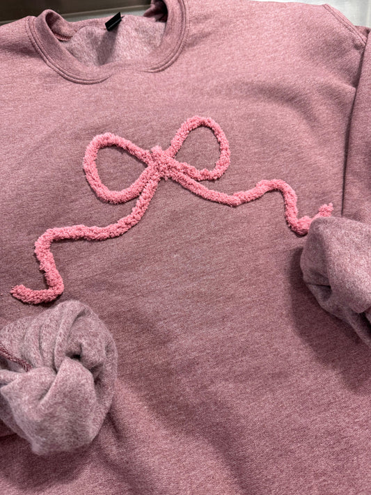 Coquette bow yarn sweatshirt